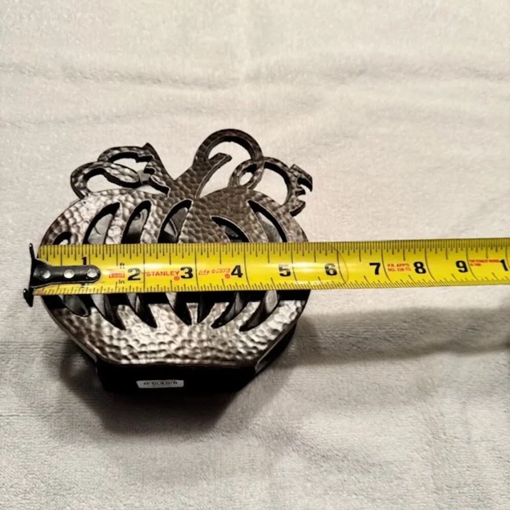 Crate And Barrel Hammered Metal Pumpkin Napkin Holder- Dark Brown Bronze - New